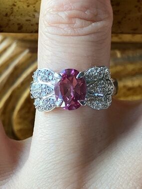 Genuine Pink Topaz Sterling Silver Ring Size 6.75